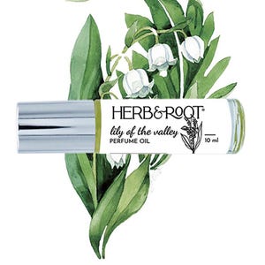 Lily of the Valley Perfume Oil Roll On (Rollerball) Vegan by Herb & Root, 10 ml. Floral Fragrance for Women Aromatherapy Premium Fragrance