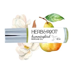 NEW! Hummingbird Perfume Oil Rollerball (Roll On) Vegan, Pear, Bergamot, Magnolia, Fresh Unisex fragrance cologne, Herb & Root, 10ml