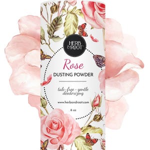 Rose Body Dusting Powder | Talc free Deodorizing Chafing After Bath Powder Corn Free Rose Scented Organic Natural, Herb & Root