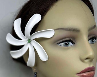 Hawaiian White Tiare Foam Flower Clip Or Pick/Stick.. Perfect For Wedding, Wedding Favors, Bridesmaids Flower, Luau, Dancers Or A Gift