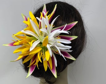 Hawaiian Tropical Lily Orchid Hair Clip. Hula Girls Clip. Aloha Flower Clip. Wedding Flower, Beach Wedding Flower. Luau, Gift, Moana Flower.