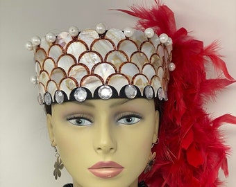 Samoan Princess Pale Fuiono Or Samoan Headpiece. 3" Male & Female Pale, Wedding, Polynesian Events. Great For All Ages. MOP Shells Headpiece