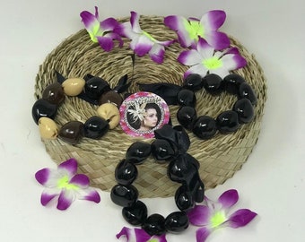 Hawaiian Kukui Bracelet. Brown, Beige, Mixed Color Or  Black Kukui Nut Stretchy Bracelet. Aloha Bracelet. Hula Bracelet. Wedding Bracelet.