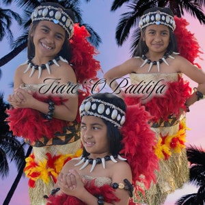 Samoan Pale Fuiono Set For Children. Luau Party, Wedding, Polynesian Events. Great For Young Girls.