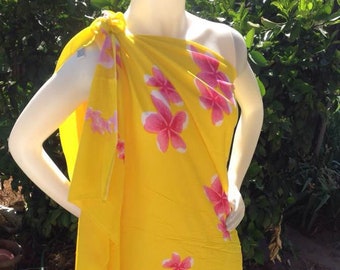 Hawaiian Floral Print Sarong/ Pareu. Swim Wear, Beach Wear, Luau, Gift. Assorted Colors. Choose Your Color.