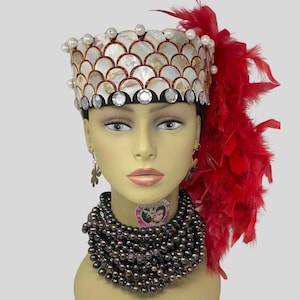 Samoan Princess Pale Fuiono Or Samoan Headpiece. 3&quot; Male & Female Pale, Wedding, Polynesian Events. Great For All Ages. MOP Shells Headpiece