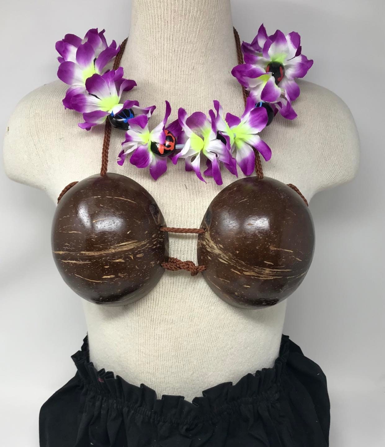 Vintage Hawaiian Raffia Grass Skirt and Coconut Bra Set Luau Party Beach  Party Halloween Handmade Womens Costume Small Natural Materials 