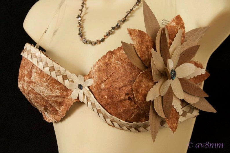 Authentic tapa cloth bra top for Cook Islands/Rarotongan & Tahitian dancers. image 1