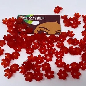Red Frosted Heilala Flower Beads (Kahoa Flowers)