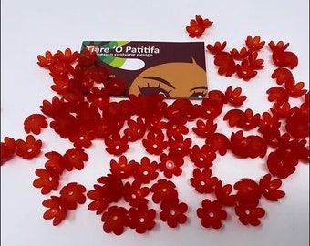 Red Frosted Heilala Flower Beads (Kahoa Flowers)