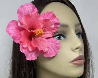 Tropical Silk Pink Hibiscus Flower. Double Hawaiian Flower.