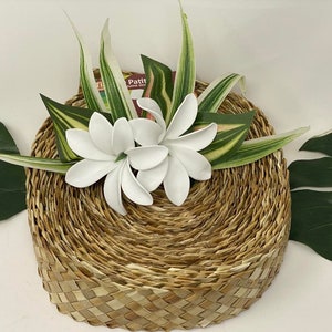 Hula Girls Tiare Flower Clip. Hawaiian Style Double Foam Tiare Flower. Perfect For Brides, Wedding Flower, Bridesmaids Clip, Gift, Luau clip