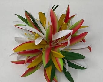 Tropical Hawaiian Spider Lily Hair Clip. Hawaiian Hula dancers Hair Clip, Gifts, Hawaiian Wedding Flower, Luau, Islanders Special Occasions.