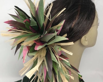 Tropical Silk Ti Leaf Bun Wrap. Braided Ti Leaf Bun Wrap. Perfect For Any Polynesian Dancers And Events, Wedding Bridesmaids Hair, Luau..