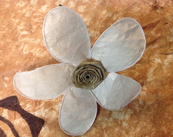 Authentic Plain Tapa Cloth Flower Or Sei. Handmade Polynesian Authentic Tapa Cloth Style Hair Flower Or Sei. Perfect For Beach Wedding, Gift