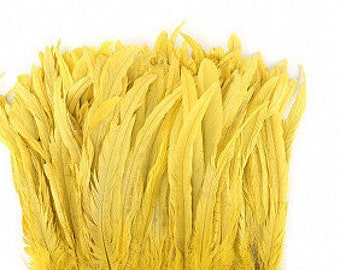 Rooster Coque Tails Bleach Dyed Yellow Feathers - 10"-12" inches.