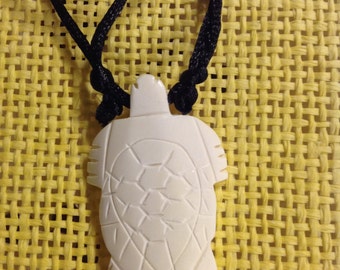 Medium Carved Turtle Design Necklace... White Buffalo Bone Necklace Or Pendant