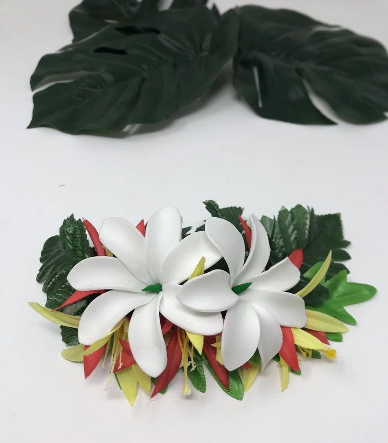 Large Hawaiian hair flower. image 2