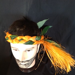 Authentic Hau Grass With A Silk Leaf Headpiece. Perfect For Tahitian & Cook Islands Dancers! Choose Any Hau Color!! Suitable For All Ages!