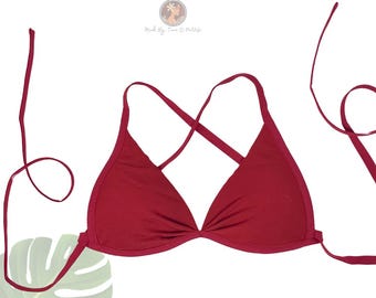 Solid Color Cross Back Bra Top Tahitian Dance – Ori Tahiti Costume Bra Top.