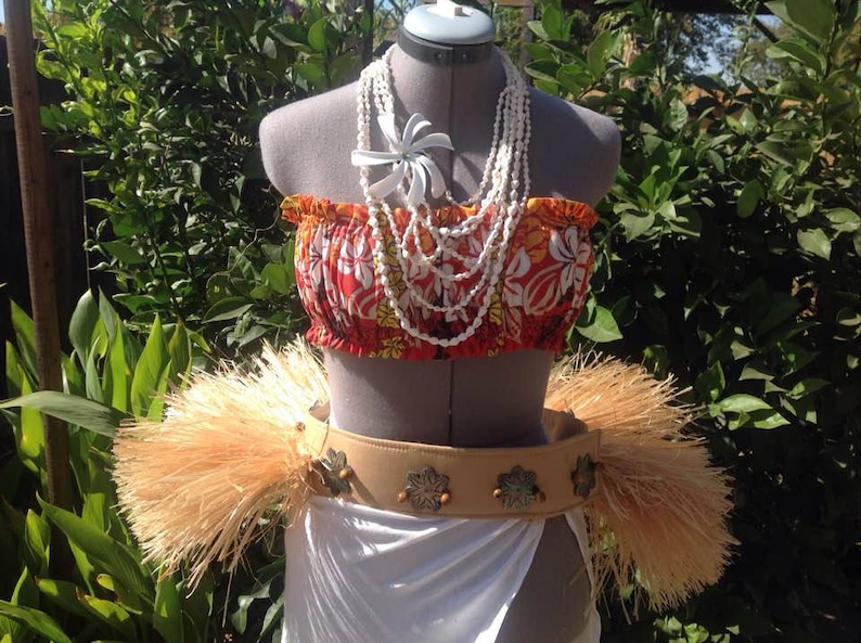 Authentic Hau With Flower Mother Of Pearl Shells Hip Hei. Tahitian & Cook Islands Hip Hei Or Hip Belt. Perfect For Children And Adult. image 1