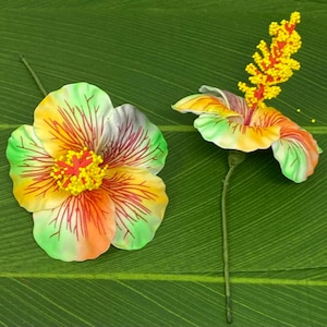 Hawaiian Hibiscus Flower Pick. Wedding Flower. Hula Flower, Luau Flower. Tropical Flower.