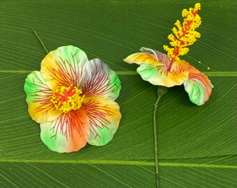 Hawaiian Hibiscus Flower Pick. Wedding Flower. Hula Flower, Luau Flower. Tropical Flower.