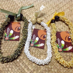 Hawaiian White, Yellow & Green Mongo Shells Necklace Or Bracelet. Choker For Adult And Necklace For Young Children. Choose Your Color!