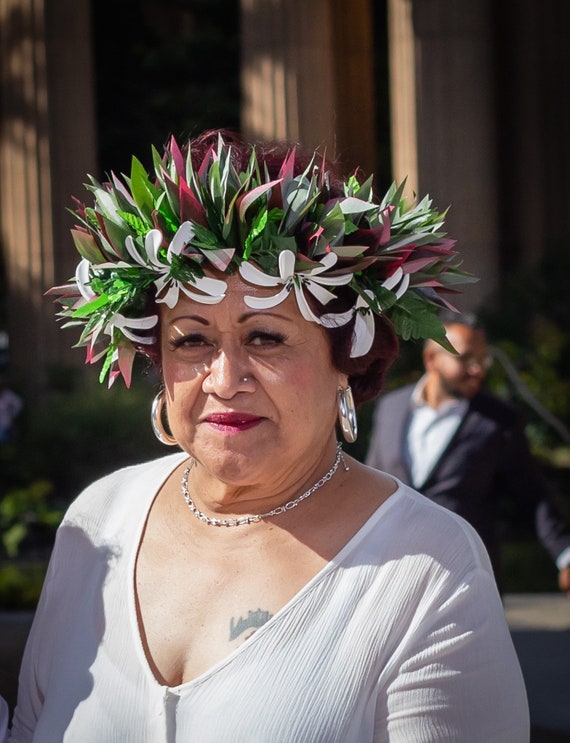Silk Leaves And Foam Tiare Flower Lei Upo O Polynesian - Diy Hawaiian Headpiece