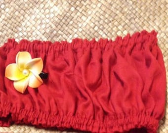 Children Or Tamarii Solid Color Scrunchie Tube Top. Any Solid Color As The Listing Pareo's..Perfect For Any Polynesian Dancers Or Beach..