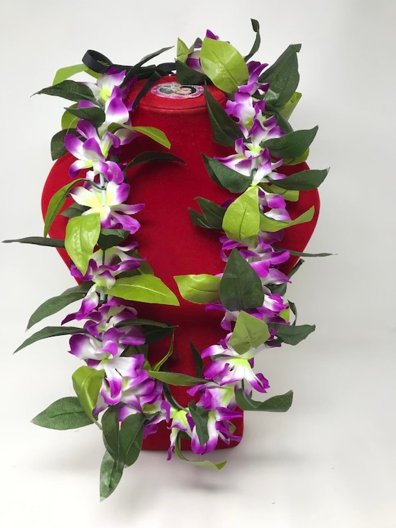 Hawaiian Silk Maile & Orchid Lei. Perfect for Any Tropical Occasions.  Perfect Piece Forall Ages. Aloha Lei. artificial 