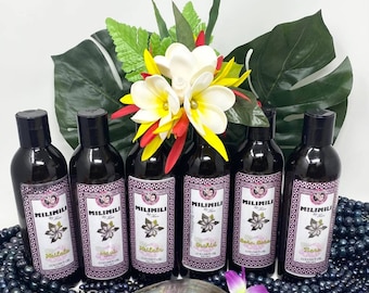 MILIMILI - Organic Coconut Oil - Tropical Oil scents. Lolo Manongi, Monoi Oil, Huni, Mohokoi, Heilala, Tiare, kukui, Pua, Polynesian flowers