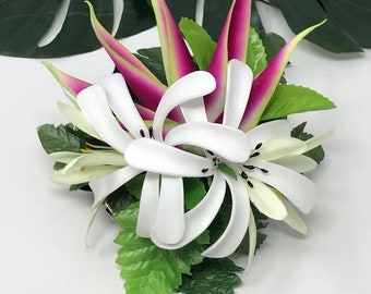 Hawaiian Hair Clip. Tropical Tiare & Ginger Petal Hair Clip,