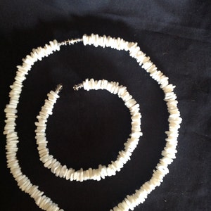 Hawaiian Shell Necklace. White Natural Medium Chip Nautical Puka Shell Bracelet, Necklace  Or Set. White Authentic Sea Shells. Gift.