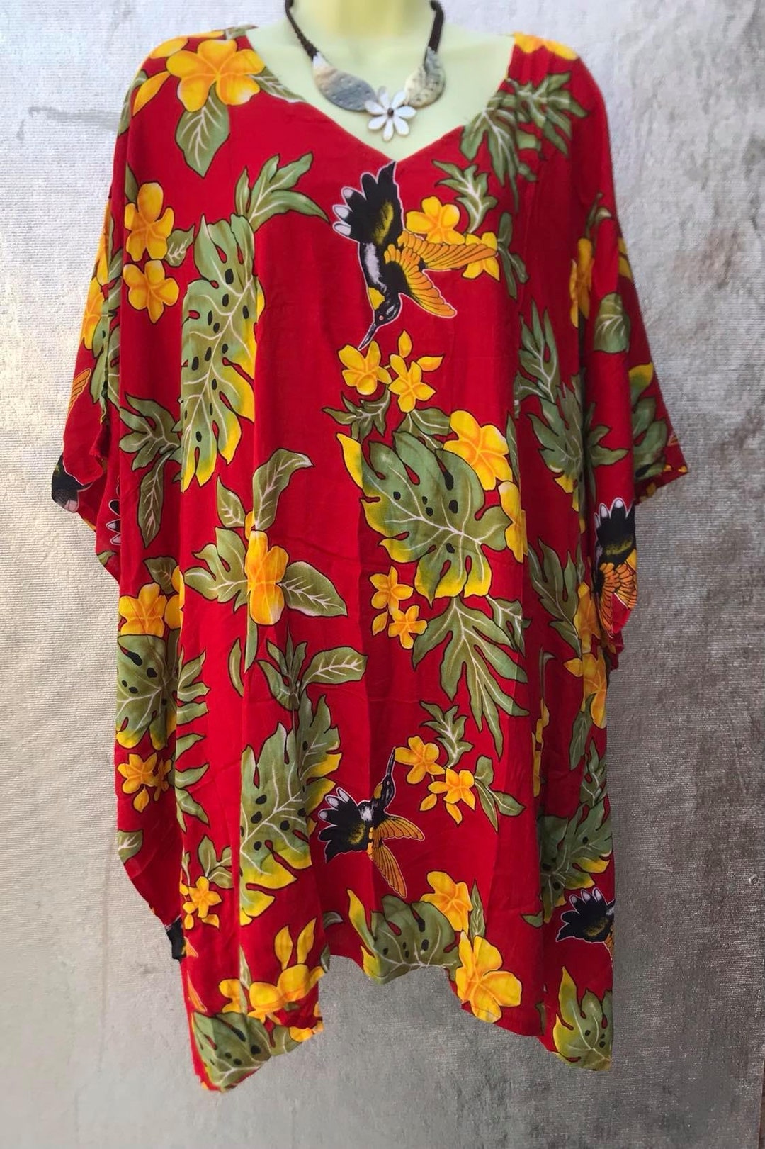 Tropical Flowers & Hummingbird Poncho Top or Dress. Hawaiian - Etsy
