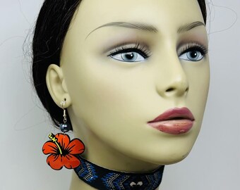 Hawaiian Acrylic Hibiscus Earrings.