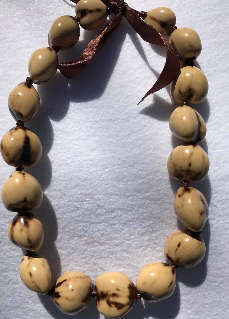 Tiger Kukui Nut Shell Lei. Hawaiian Kukui Lei or Neckpiece. Etsy