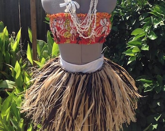 Hula Skirt. Any Color Short Grass Skirt.  Braided Fau/ Hau Skirt. Suitable For Male & Female Including  Children. CHOOSE Any 2 or One Color.