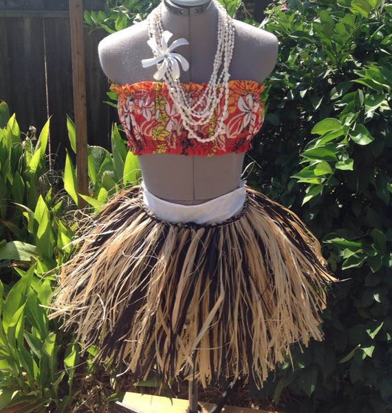 Hula Skirt. Any Color Short Grass Skirt. Braided Fau/ Hau Skirt