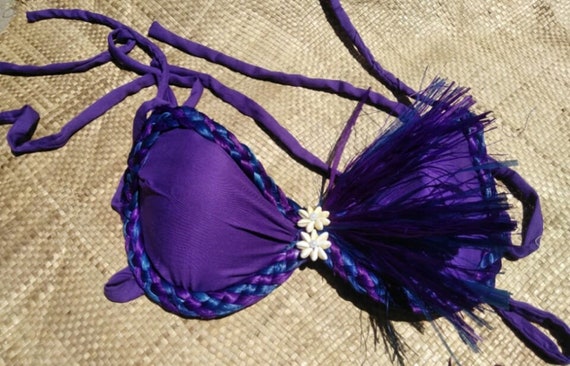 Our Solid Color Covered Bra and Braided Hau Grass. Cook Islands