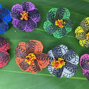 Hawaiian Tribal Foam Hibiscus Flower. Perfect For Beach Wedding. Luau, Gifts. Tattoo Hibiscus Flower Hair Stick, Size:80MM X 85MM