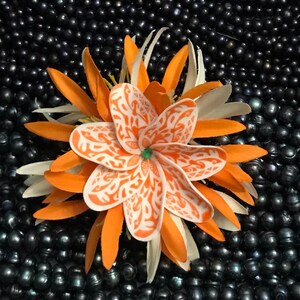 TIARE LILY Halloween TROPICAL. Hawaiian Tropical Flower Hair Clip. Hula Flower Clip. Luau Flower. Hawaiian Costume Flower Clip. Wedding Clip