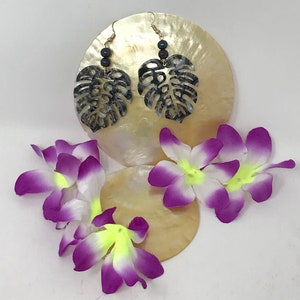 Faux Turtle Shell Earrings With Freshwater Pearls.
