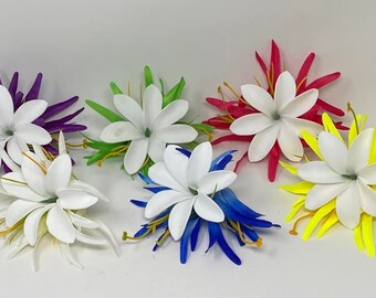 Pinza para el cabello con flor de tiaré, flor de espuma tropical polinesia