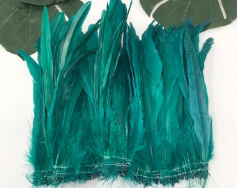 Dyed SEA GREEN Rooster Tail Feathers.. 3" Pack  Of 7" - 10" in Length. Perfect For Making Headpiece & Costumes!!