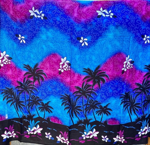 Moana Sarong. Hawaiian Tropical Floral Blue Sarong. Hawaiian Men & Women Sarong, Pareu, Pareo. Beach Sarong. Perfect For Everyone!
