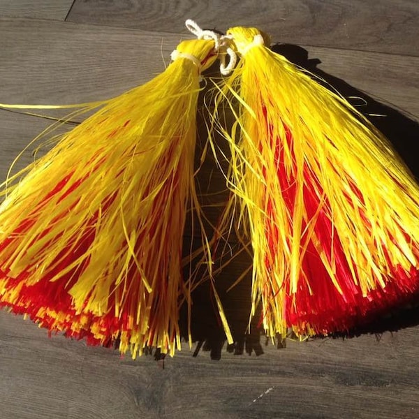 Authentic Hau Or Fau I'is. Tahitian & Cook Islands Hand Tassels Or I'is. Mix Any Two Colors Pair Of 'I'is. ANY MIX 2 Colors From Tip To Tip.