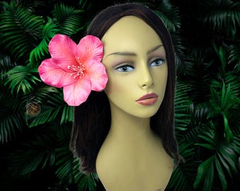 Jumbo Hawaiian Hibiscus Foam Flower – Pink Flower Clip for Hula, Luau, or Polynesian Dance