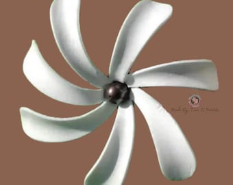 Tiare Flower hair clip or pick with fresh water pearl.