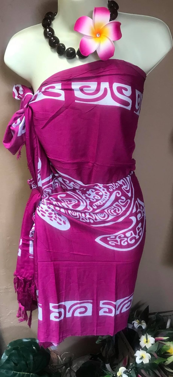 Tribal Turtle Print Sarong. Beach wear, luau wear, gift.